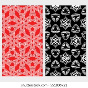 set of decorative floral seamless pattern. vector illustration. for invitation, greeting card, wallpaper, interior design. red, black background