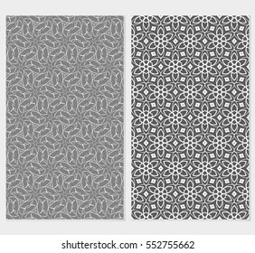 set of decorative floral seamless pattern. grey color. vector illustration. for invitation, greeting card, wallpaper, interior design