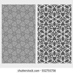 set of decorative floral seamless pattern. grey color. vector illustration. for invitation, greeting card, wallpaper, interior design