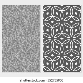 set of decorative floral seamless pattern. grey color. vector illustration. for invitation, greeting card, wallpaper, interior design