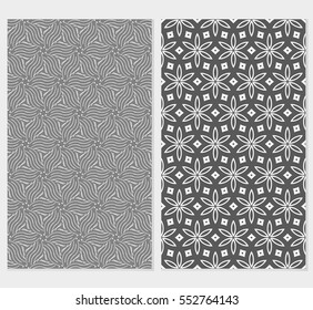 set of decorative floral seamless pattern. grey color. vector illustration. for invitation, greeting card, wallpaper, interior design
