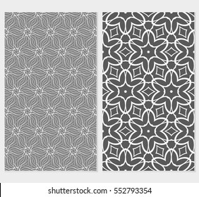 set of decorative floral seamless pattern. grey color. vector illustration. for invitation, greeting card, wallpaper, interior design