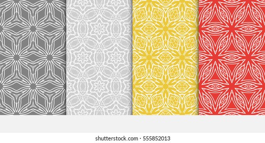 set of decorative floral seamless pattern. lace ornament. Vector illustration. for design invitation, background, wallpaper. color.