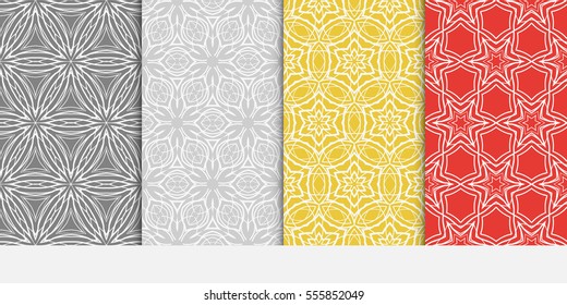 set of decorative floral seamless pattern. lace ornament. Vector illustration. for design invitation, background, wallpaper. color.