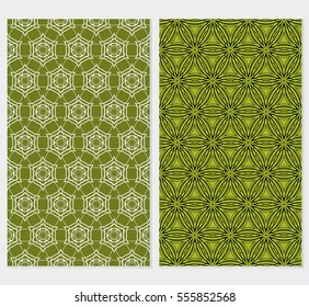set of decorative floral seamless pattern. lace ornament. Vector illustration. green color. for design invitation, background, wallpaper