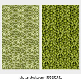set of decorative floral seamless pattern. lace ornament. Vector illustration. green color. for design invitation, background, wallpaper