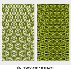 set of decorative floral seamless pattern. lace ornament. Vector illustration. green color. for design invitation, background, wallpaper