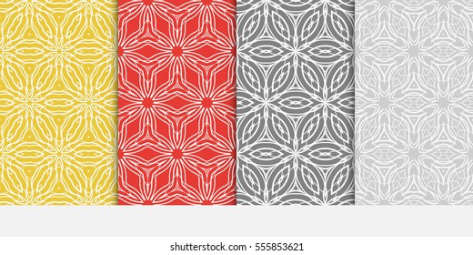set of decorative floral seamless pattern. lace ornament. Vector illustration. for design invitation, background, wallpaper. color.