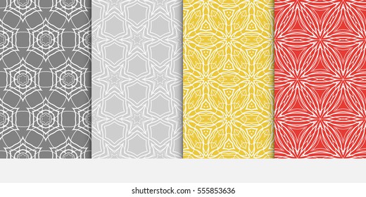set of decorative floral seamless pattern. lace ornament. Vector illustration. for design invitation, background, wallpaper. color.