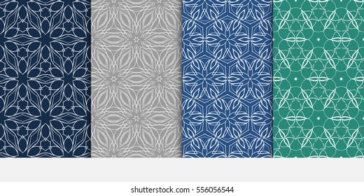 set of decorative floral seamless pattern. Luxury texture for wallpaper, invitation. Vector illustration.