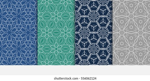 set of decorative floral seamless pattern. Luxury texture for wallpaper, invitation. Vector illustration.