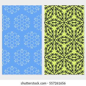 set of decorative floral seamless pattern background. Luxury texture for wallpaper, invitation. Vector illustration. green, blue color.