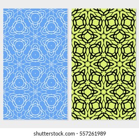 set of decorative floral seamless pattern background. Luxury texture for wallpaper, invitation. Vector illustration. green, blue color.