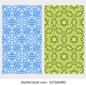 set of decorative floral seamless pattern background. Luxury texture for wallpaper, invitation. Vector illustration. green, blue color.