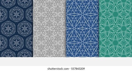 set of decorative floral seamless pattern. Luxury texture for wallpaper, invitation. Vector illustration.