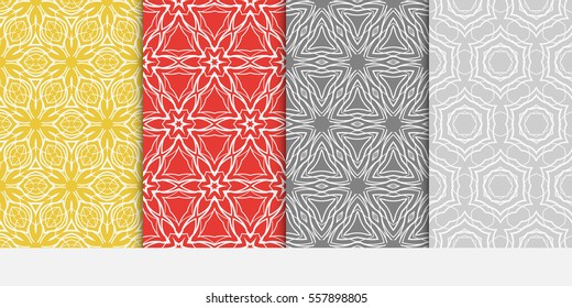 set of decorative floral seamless pattern. lace ornament. Vector illustration. for design invitation, background, wallpaper. color.