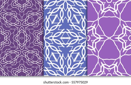 set of decorative floral seamless pattern. Luxury texture for wallpaper, invitation. Vector illustration. purple color.