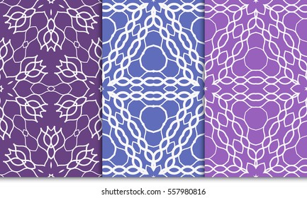 set of decorative floral seamless pattern. Luxury texture for wallpaper, invitation. Vector illustration. purple color.