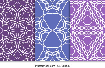 set of decorative floral seamless pattern. Luxury texture for wallpaper, invitation. Vector illustration. purple color.