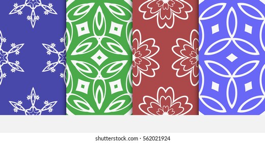 set of decorative floral seamless pattern. Luxury texture for wallpaper, invitation, textile, fabric, decor. Vector illustration. Bright color background.