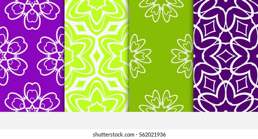 set of decorative floral seamless pattern. Luxury texture for wallpaper, invitation, textile, fabric, decor. Vector illustration. Bright color background.