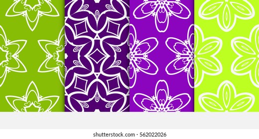 set of decorative floral seamless pattern. Luxury texture for wallpaper, invitation, textile, fabric, decor. Vector illustration. Bright color background.