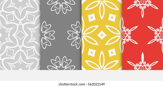 set of decorative floral seamless pattern. Luxury texture for wallpaper, invitation, textile, fabric, decor. Vector illustration. Bright color background.