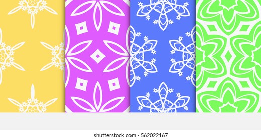 set of decorative floral seamless pattern. Luxury texture for wallpaper, invitation, textile, fabric, decor. Vector illustration. Bright color background. set of decorative floral seamless pattern. Luxury texture for wallpaper, invitation, textile, fabric, decor. Vector illustration. Bright color background.