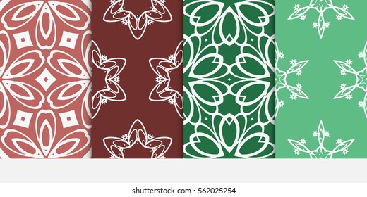 set of decorative floral seamless pattern. Luxury texture for wallpaper, invitation, textile, fabric, decor. Vector illustration. Bright color background.