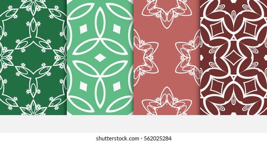 set of decorative floral seamless pattern. Luxury texture for wallpaper, invitation, textile, fabric, decor. Vector illustration. Bright color background.