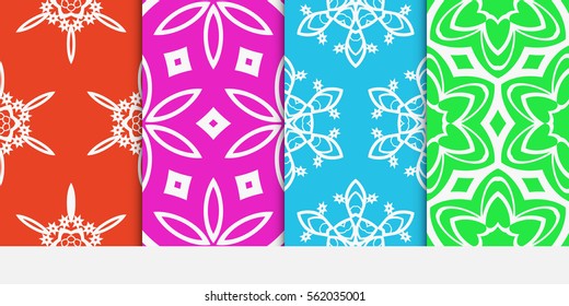 set of decorative floral seamless pattern. Luxury texture for wallpaper, invitation, textile, fabric, decor. Vector illustration. Bright color background.