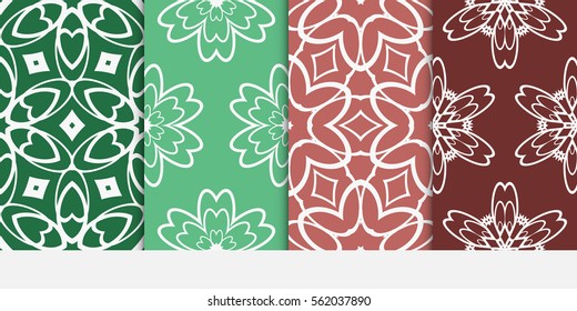 set of decorative floral seamless pattern. Luxury texture for wallpaper, invitation, textile, fabric, decor. Vector illustration. Bright color background.