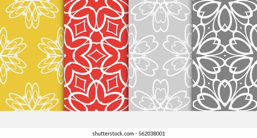 set of decorative floral seamless pattern. Luxury texture for wallpaper, invitation, textile, fabric, decor. Vector illustration. Bright color background.