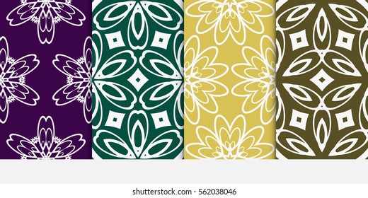 set of decorative floral seamless pattern. Luxury texture for wallpaper, invitation, textile, fabric, decor. Vector illustration. Bright color background.