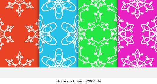 set of decorative floral seamless pattern background. Luxury texture for wallpaper, invitation. Vector illustration.