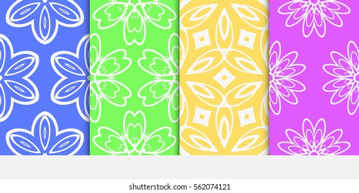 set of decorative floral seamless pattern. Luxury texture for wallpaper, invitation, textile, fabric, decor. Vector illustration. Bright color background.