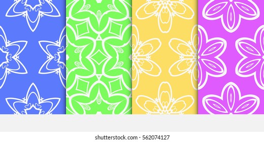 set of decorative floral seamless pattern. Luxury texture for wallpaper, invitation, textile, fabric, decor. Vector illustration. Bright color background.