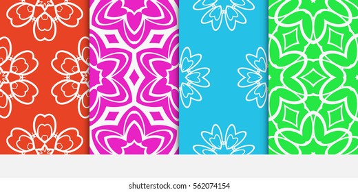 set of decorative floral seamless pattern. Luxury texture for wallpaper, invitation, textile, fabric, decor. Vector illustration. Bright color background.