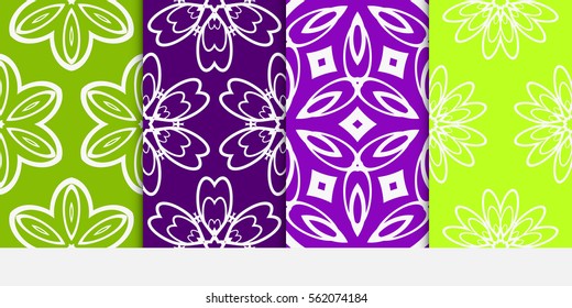 set of decorative floral seamless pattern. Luxury texture for wallpaper, invitation, textile, fabric, decor. Vector illustration. Bright color background.