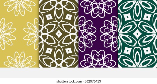 set of decorative floral seamless pattern. Luxury texture for wallpaper, invitation, textile, fabric, decor. Vector illustration. Bright color background.