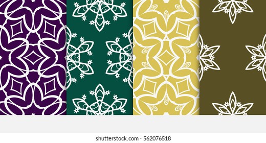 set of decorative floral seamless pattern. Luxury texture for wallpaper, invitation, textile, fabric, decor. Vector illustration. Bright color background.