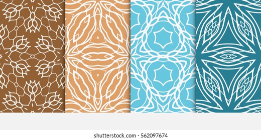 set of decorative floral seamless pattern. lace ornament. Vector illustration. for design invitation, background, wallpaper