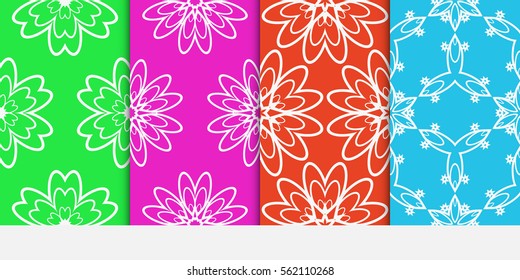 set of decorative floral seamless pattern background. Luxury texture for wallpaper, invitation. Vector illustration.
