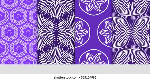 set of decorative floral seamless pattern background. Luxury texture for wallpaper, invitation. Vector illustration.