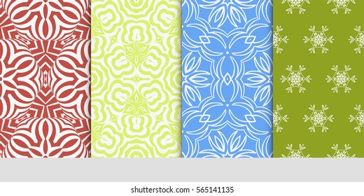 set of decorative floral seamless pattern background. Luxury texture for wallpaper, invitation. Vector illustration.