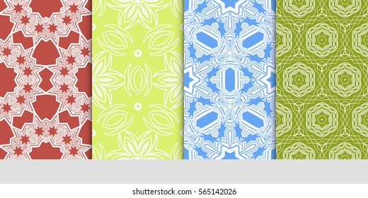 set of decorative floral seamless pattern background. Luxury texture for wallpaper, invitation. Vector illustration.