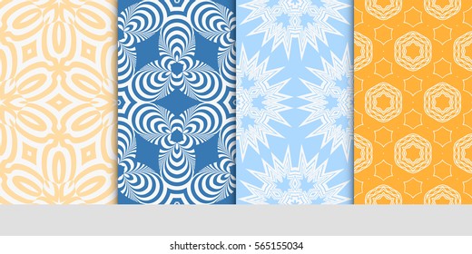 set of decorative floral seamless pattern background. Luxury texture for wallpaper, invitation. Vector illustration.