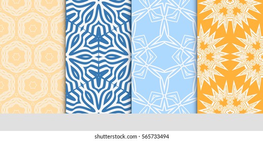 set of decorative floral seamless pattern background. Luxury texture for wallpaper, invitation. Vector illustration.