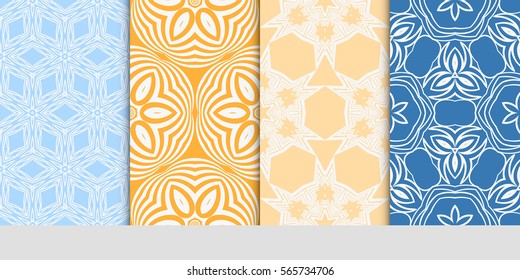 set of decorative floral seamless pattern background. Luxury texture for wallpaper, invitation. Vector illustration.