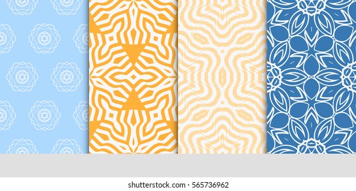 set of decorative floral seamless pattern background. Luxury texture for wallpaper, invitation. Vector illustration.